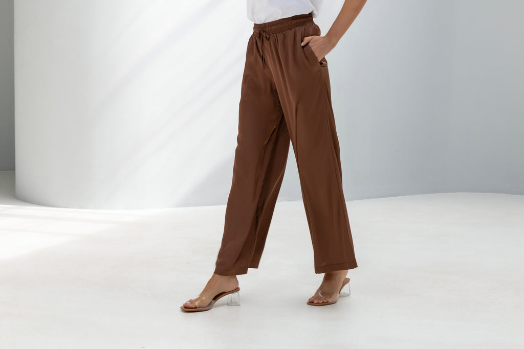 Mid-waist Flowing Silk Trousers