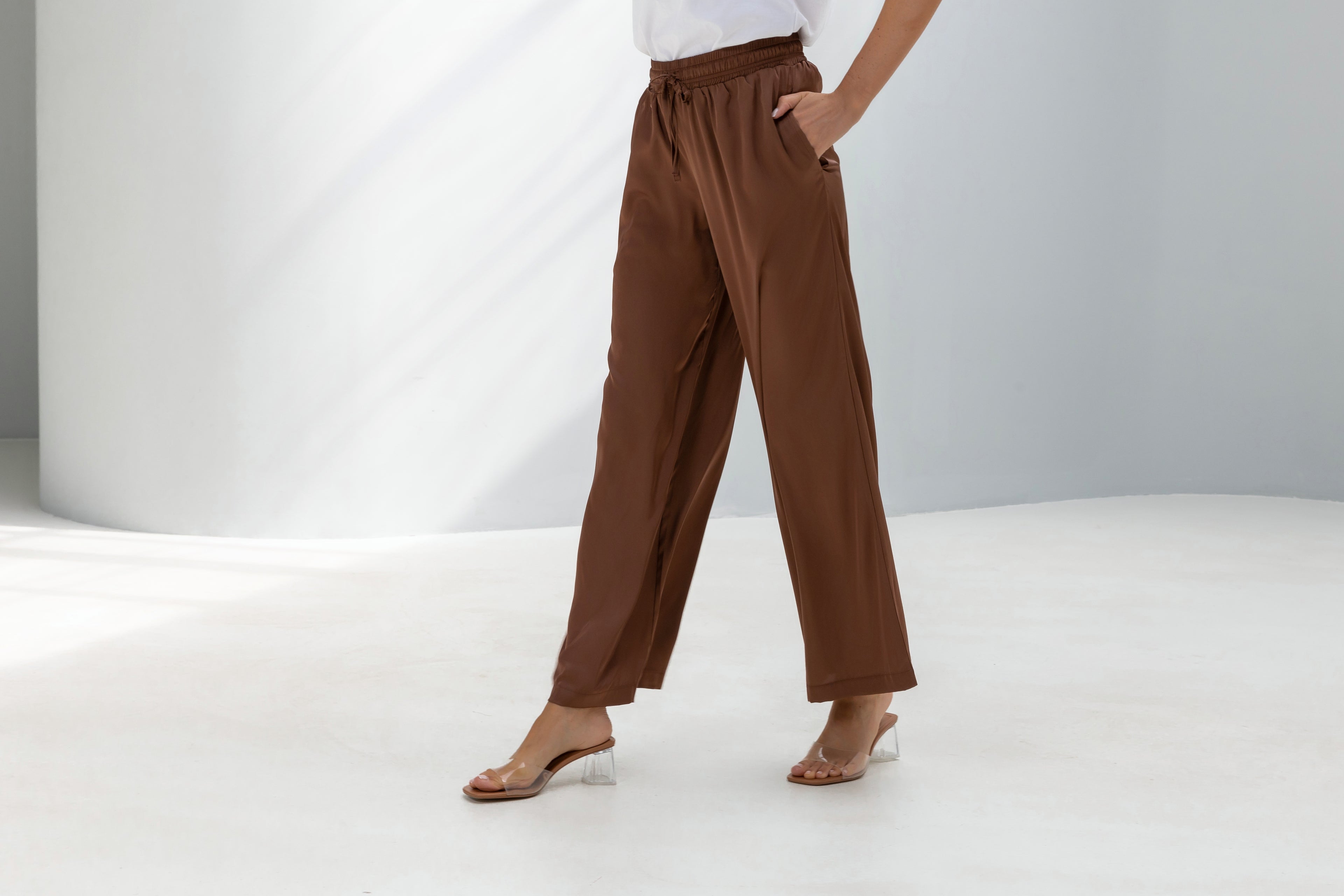 Mid-waist Flowing Silk Trousers