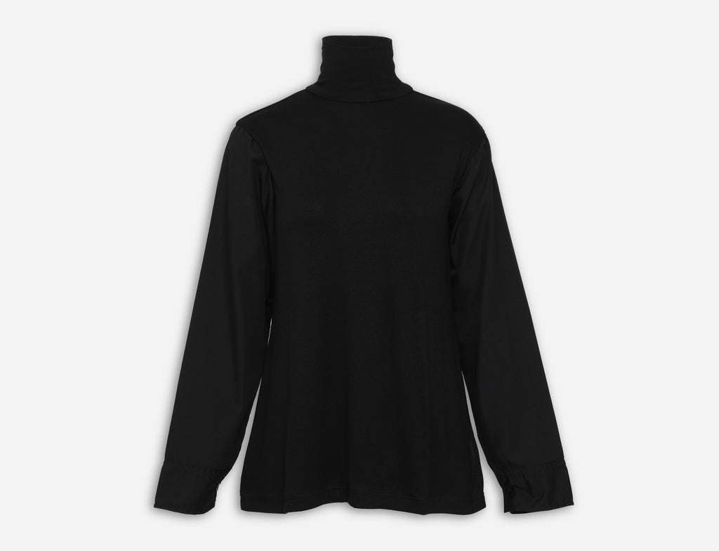 High neck top with shirt sleeves
