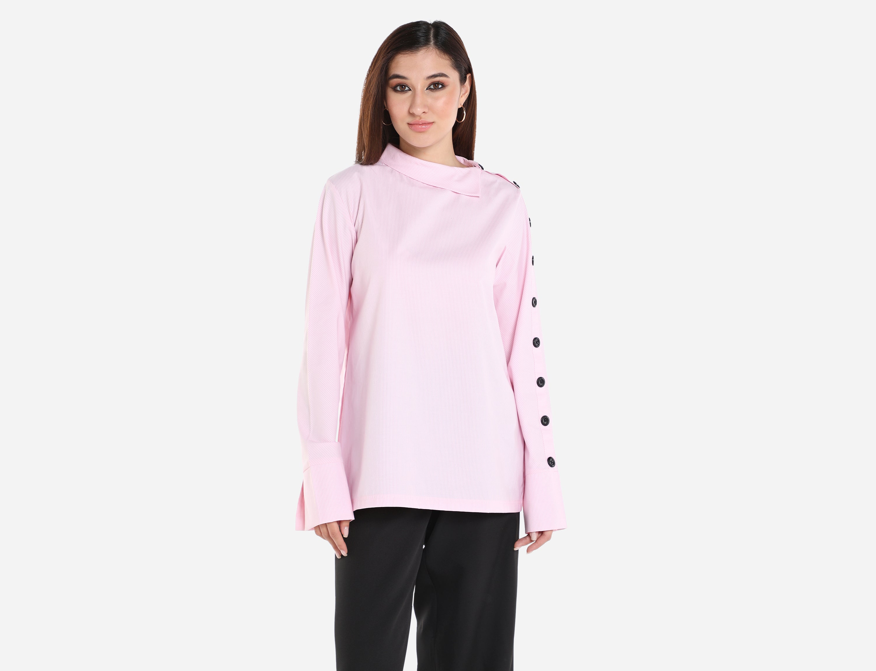 Shirt with buttons on sleeve
