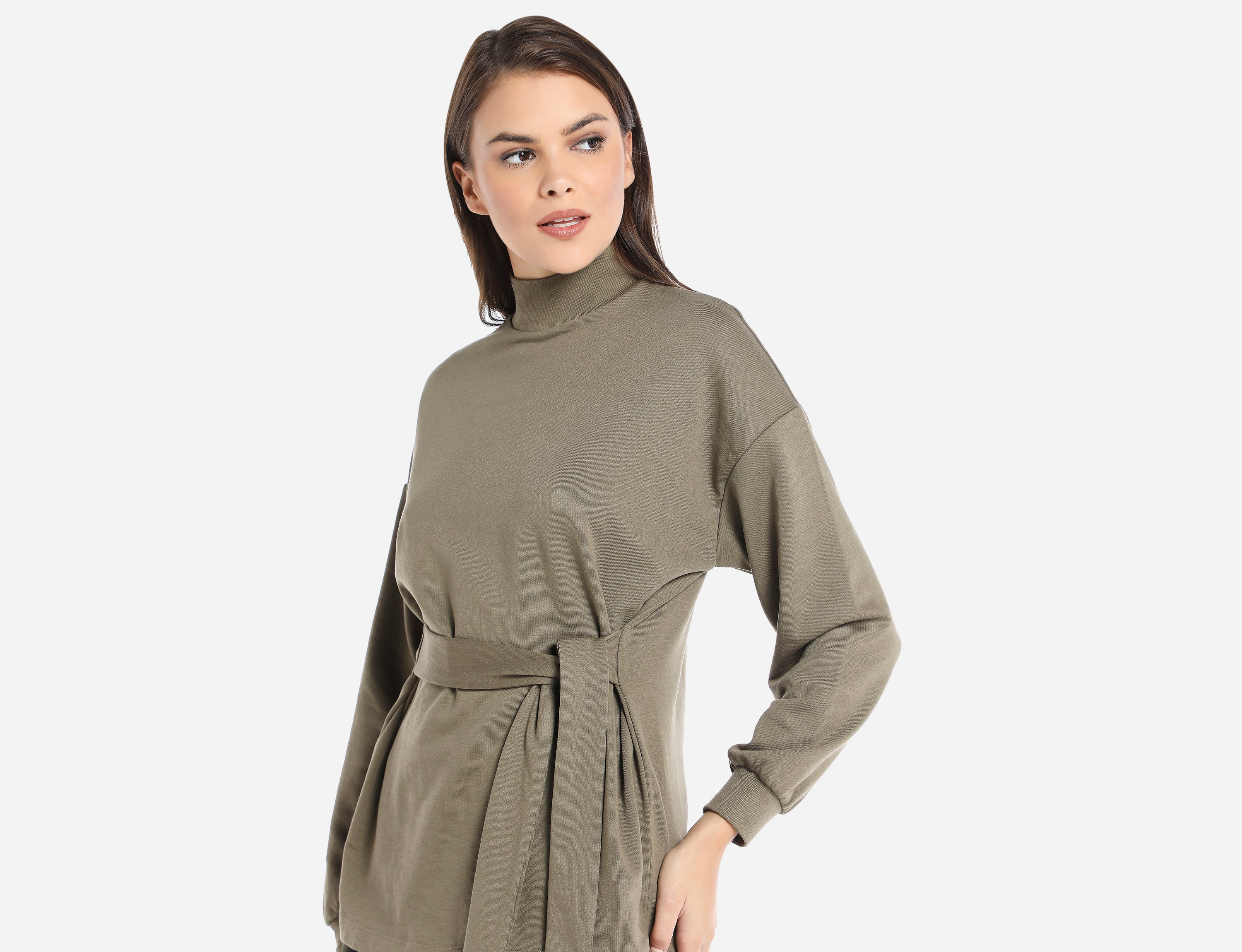 High neck Blouse with belt