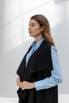 Drap collar sleeveless Long Cardigan