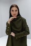 Loose Turtleneck Top with Studs