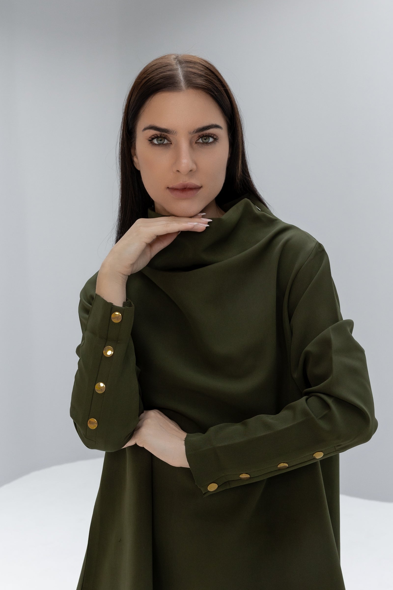 Loose Turtleneck Top with Studs