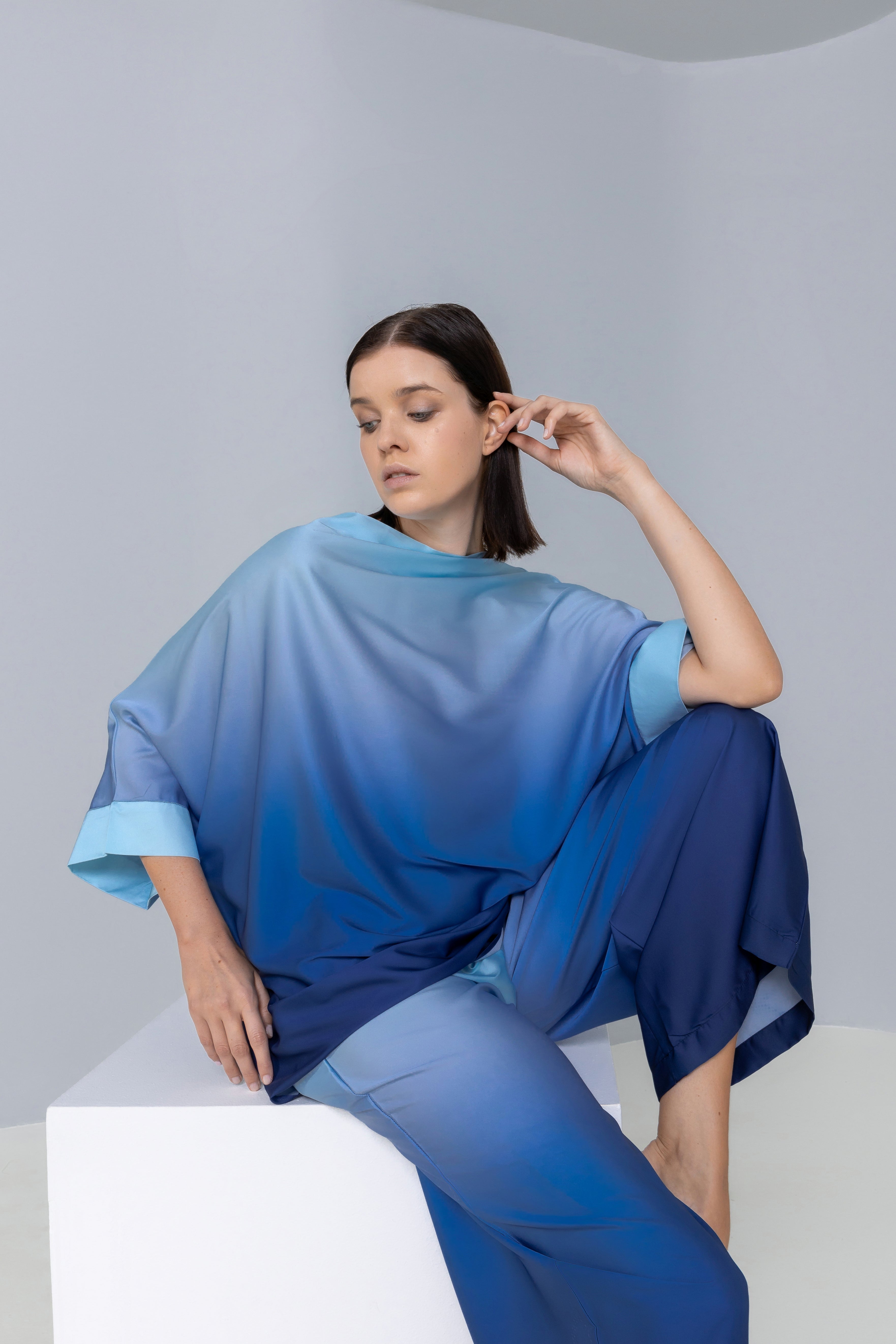 Oversized Ombre Satin Silk Top