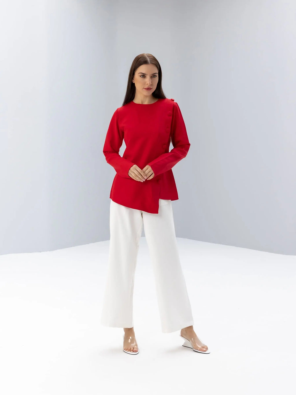 Buttoned Asymmetric Blouse POSH