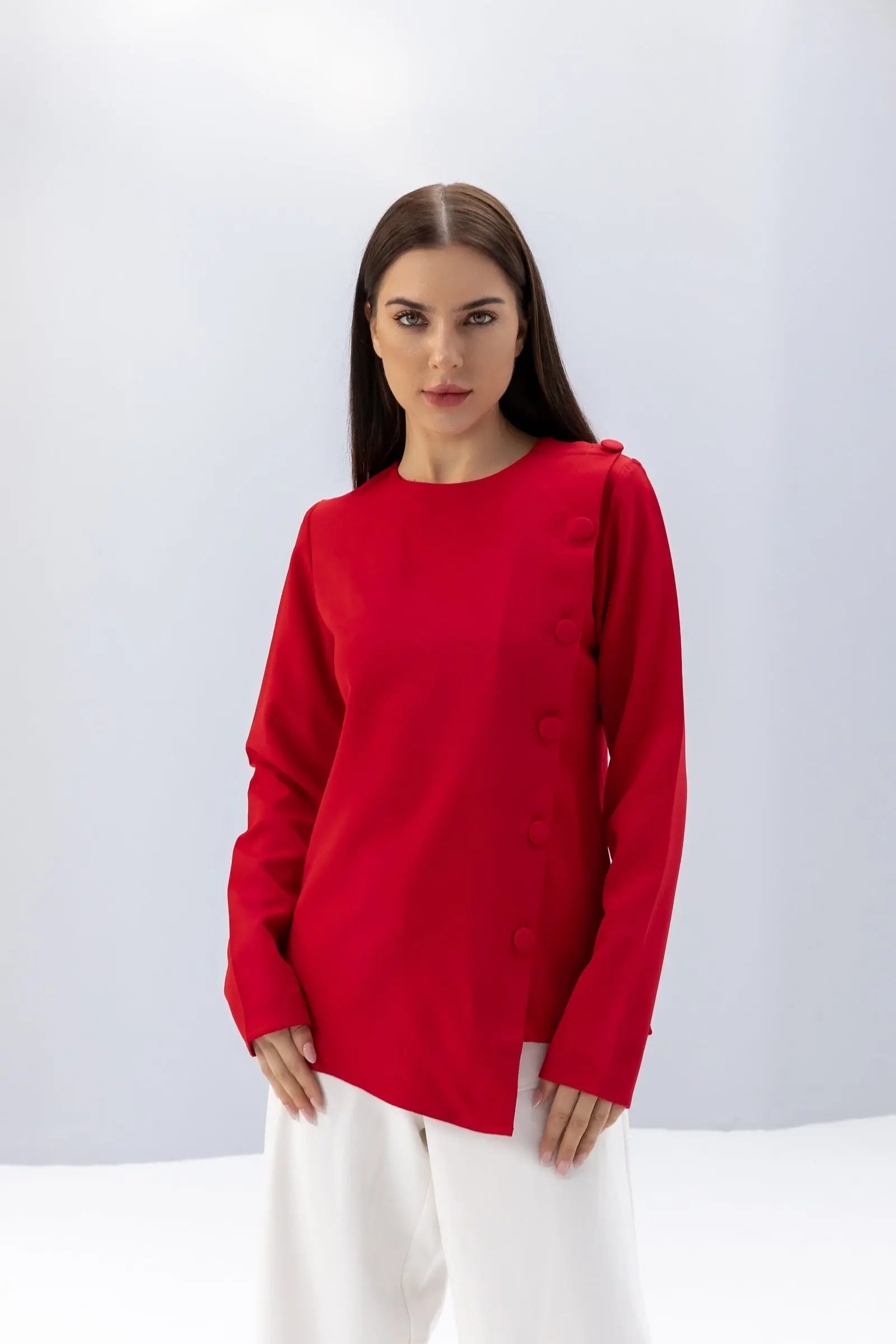 Buttoned Asymmetric Blouse POSH