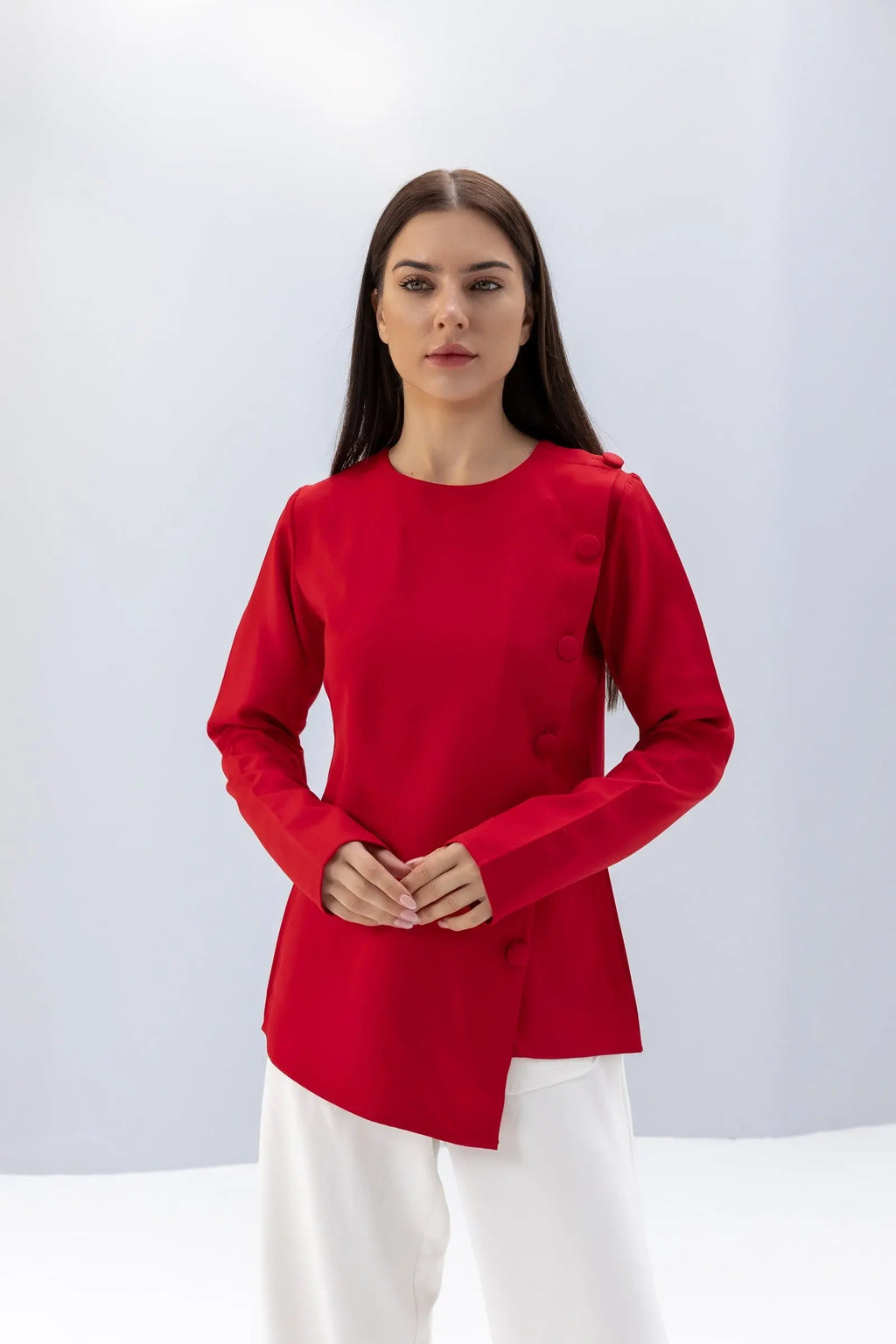 Buttoned Asymmetric Blouse POSH