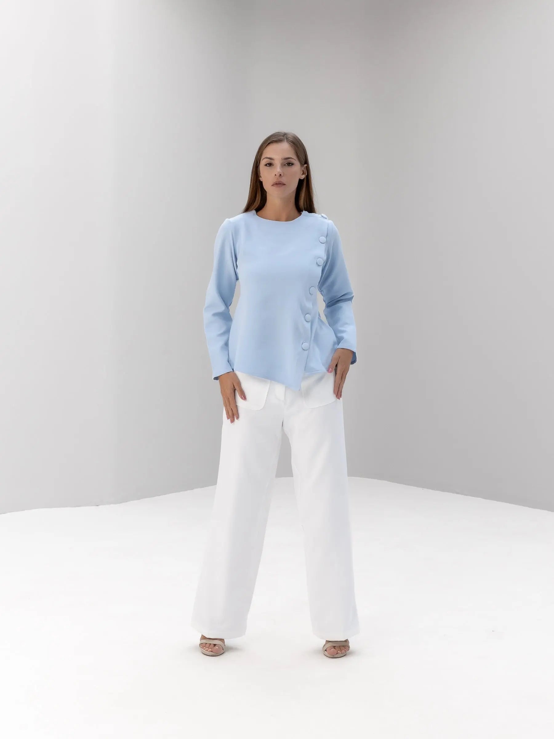 Buttoned Asymmetric Blouse POSH
