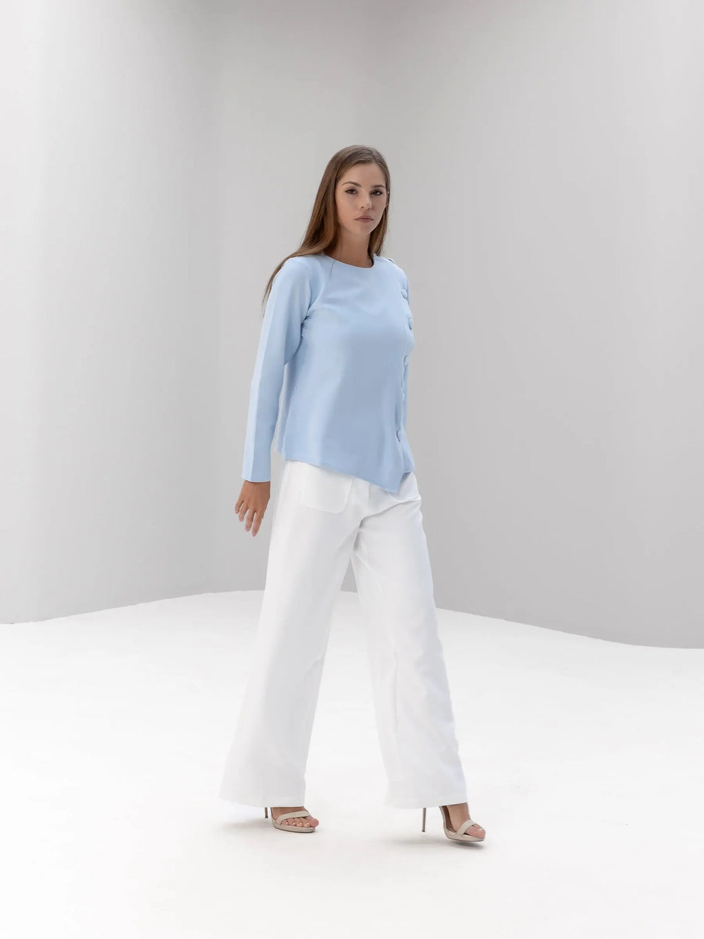 Buttoned Asymmetric Blouse POSH