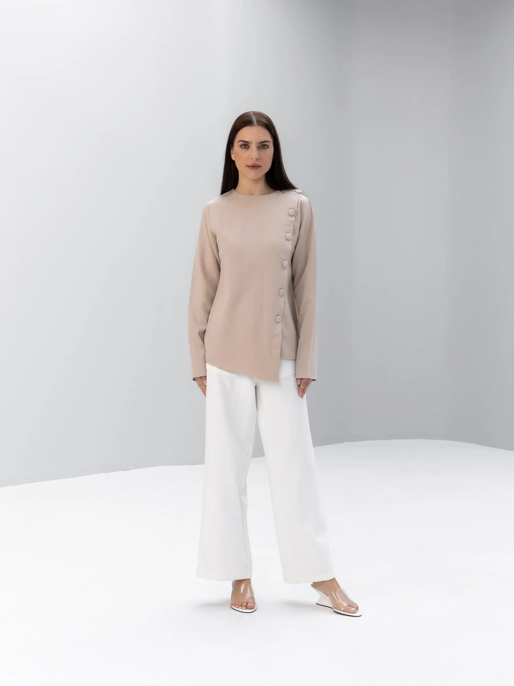 Buttoned Asymmetric Blouse POSH