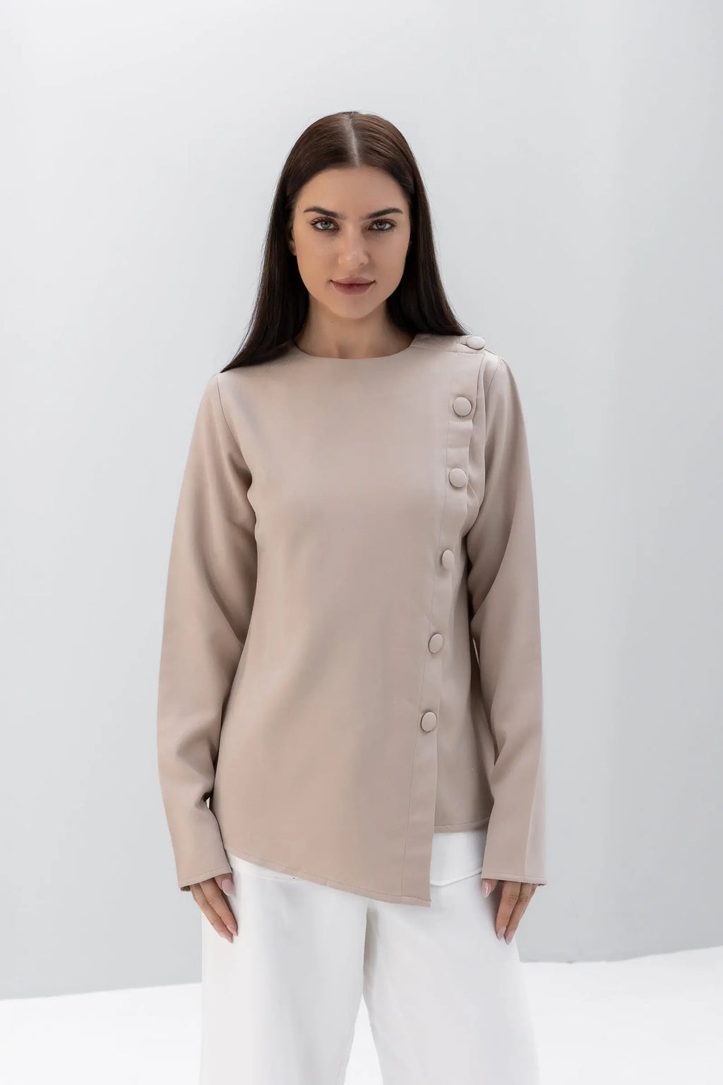 Buttoned Asymmetric Blouse POSH