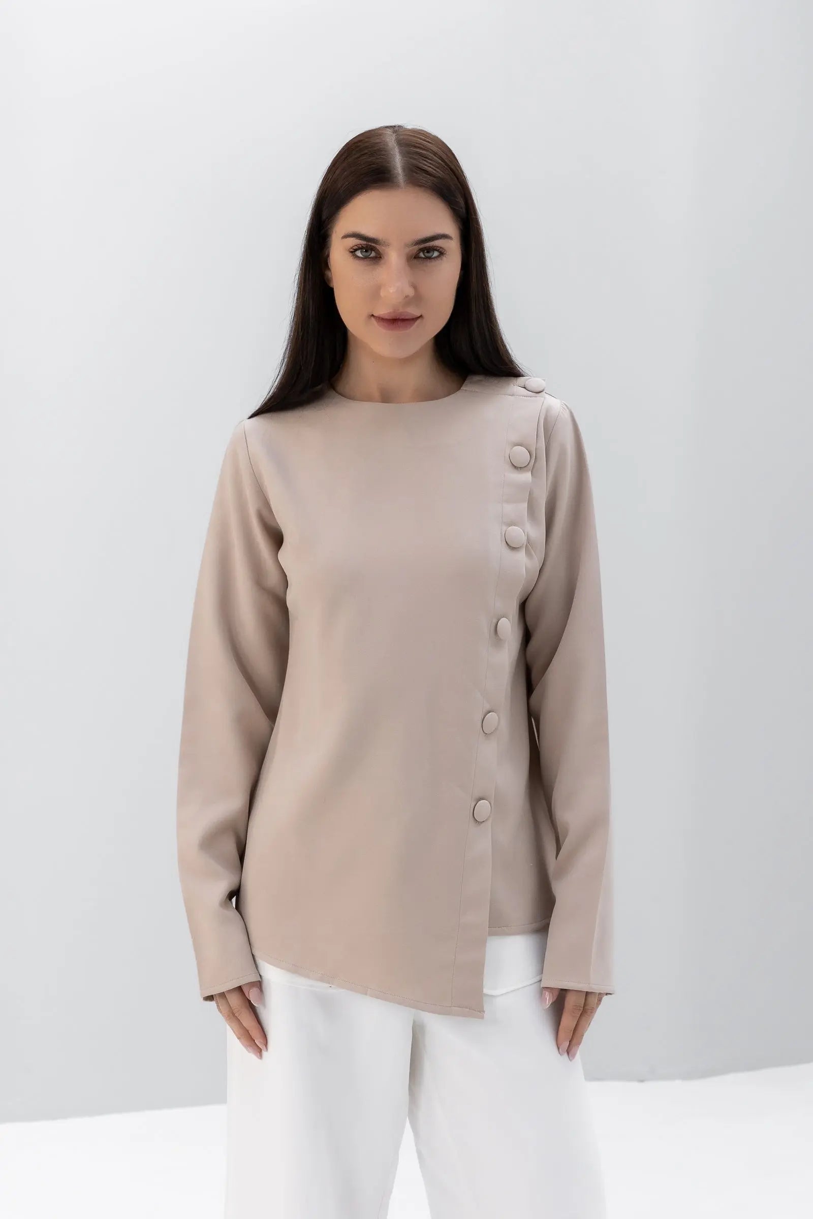 Buttoned Asymmetric Blouse POSH