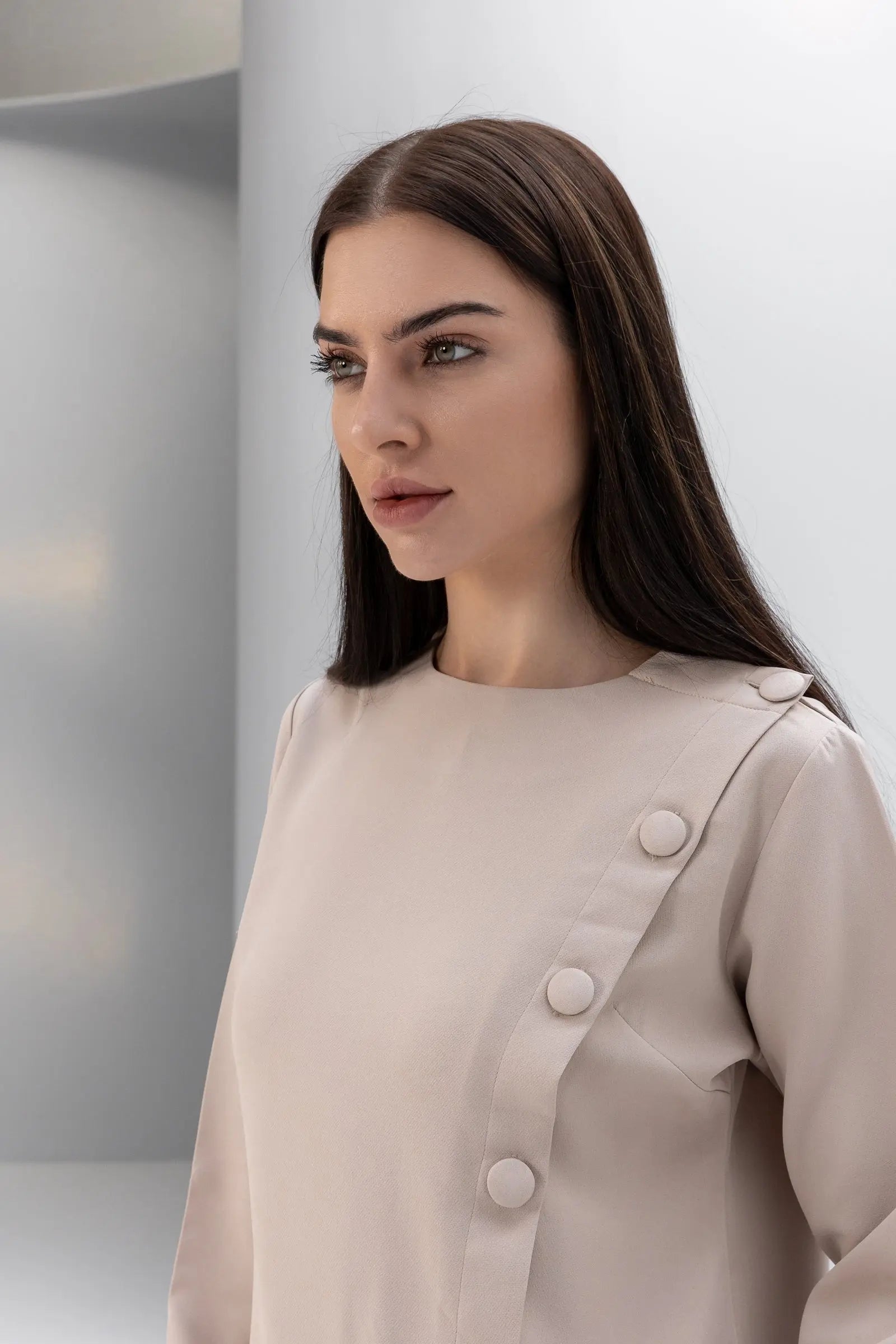 Buttoned Asymmetric Blouse POSH