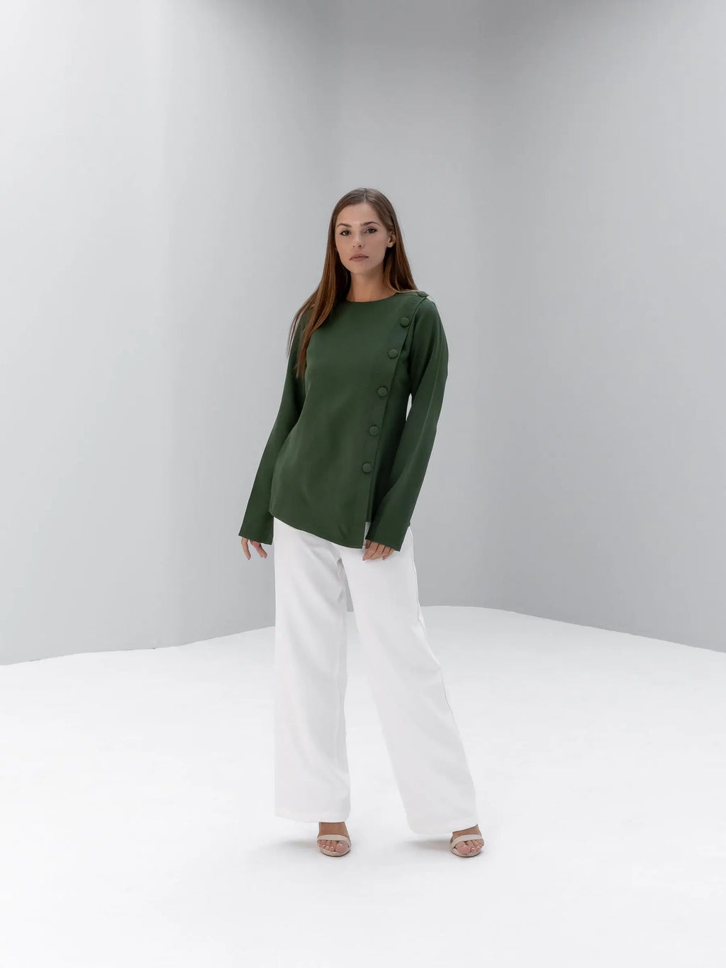 Buttoned Asymmetric Blouse POSH