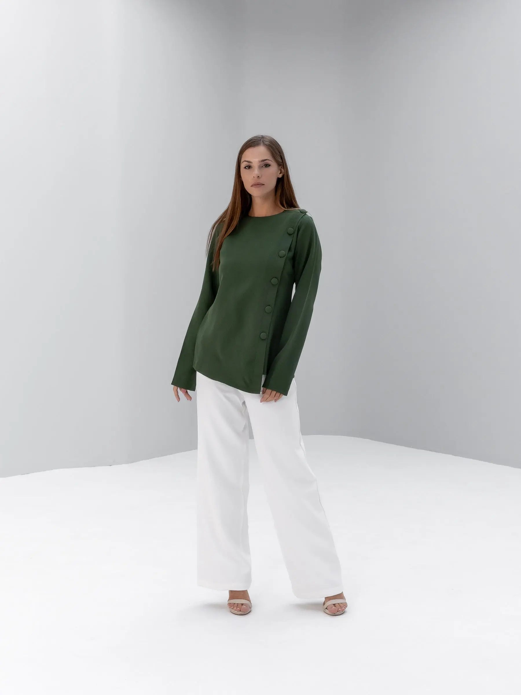 Buttoned Asymmetric Blouse POSH