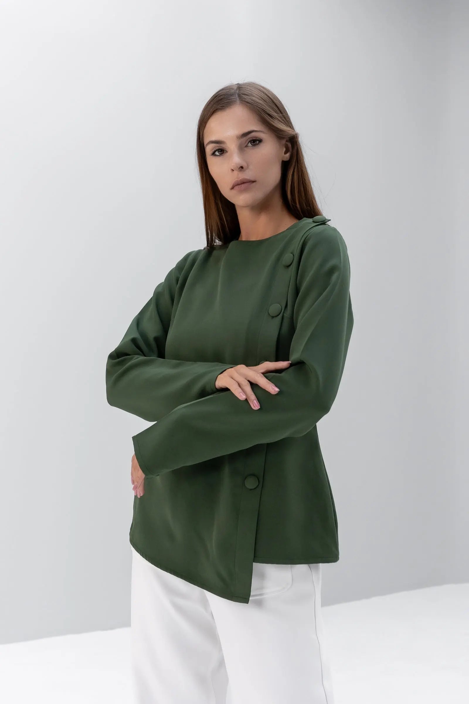 Buttoned Asymmetric Blouse POSH