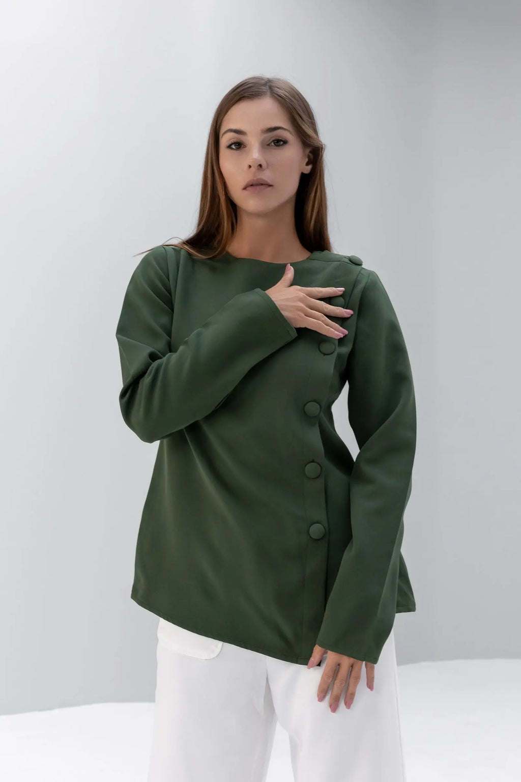 Buttoned Asymmetric Blouse POSH