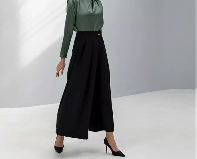 Trousers with Pleated Wrap