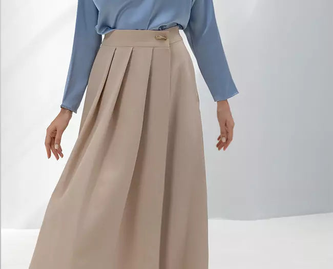 Trousers with Pleated Wrap