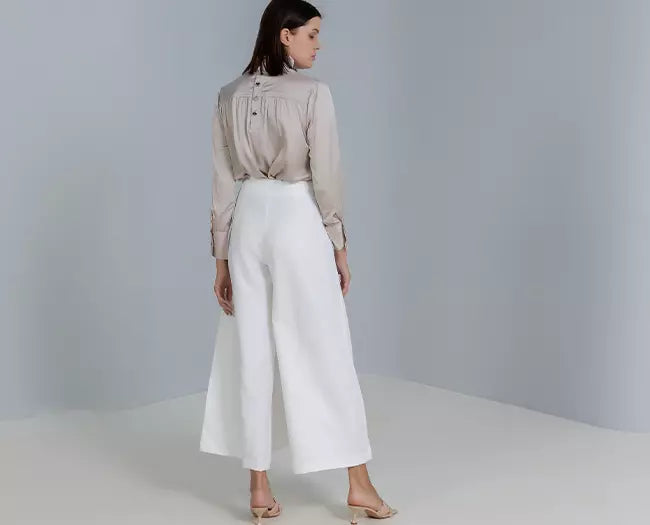 Trousers with Pleated Wrap