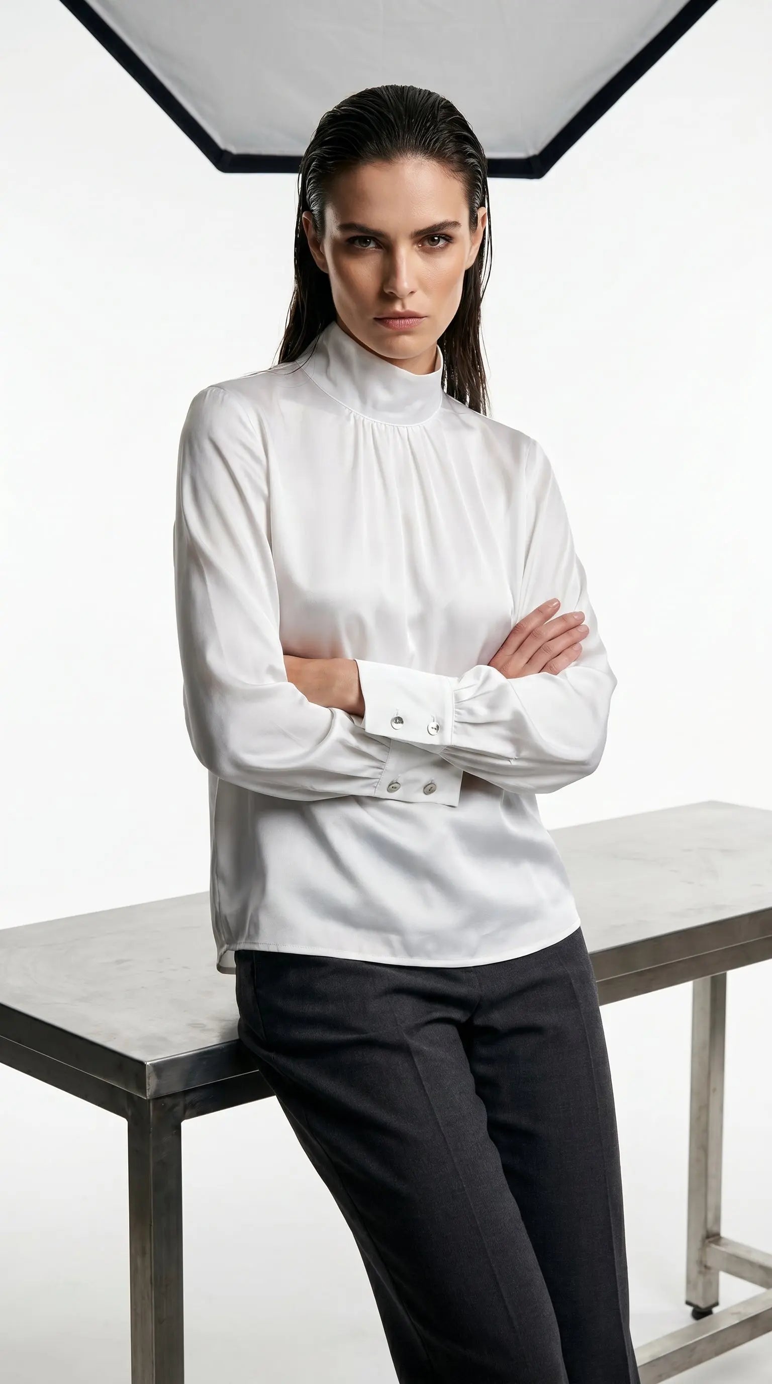 Satin high neck Blouse