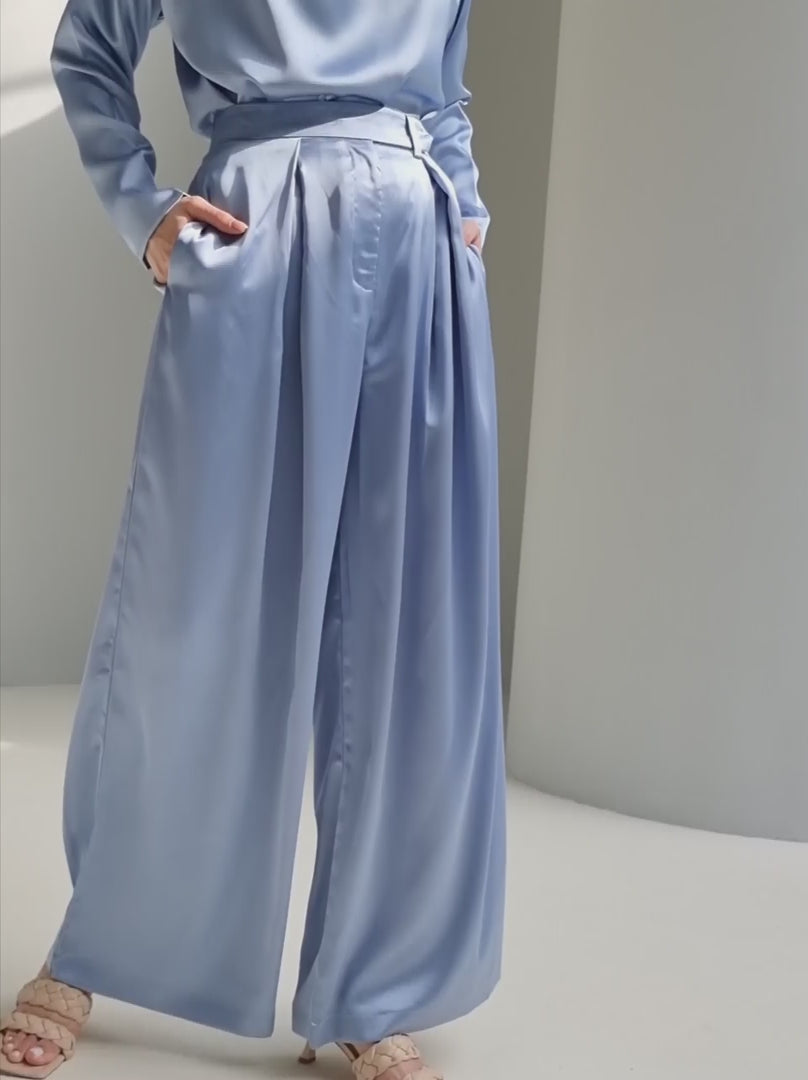 Wide leg Satin Trousers