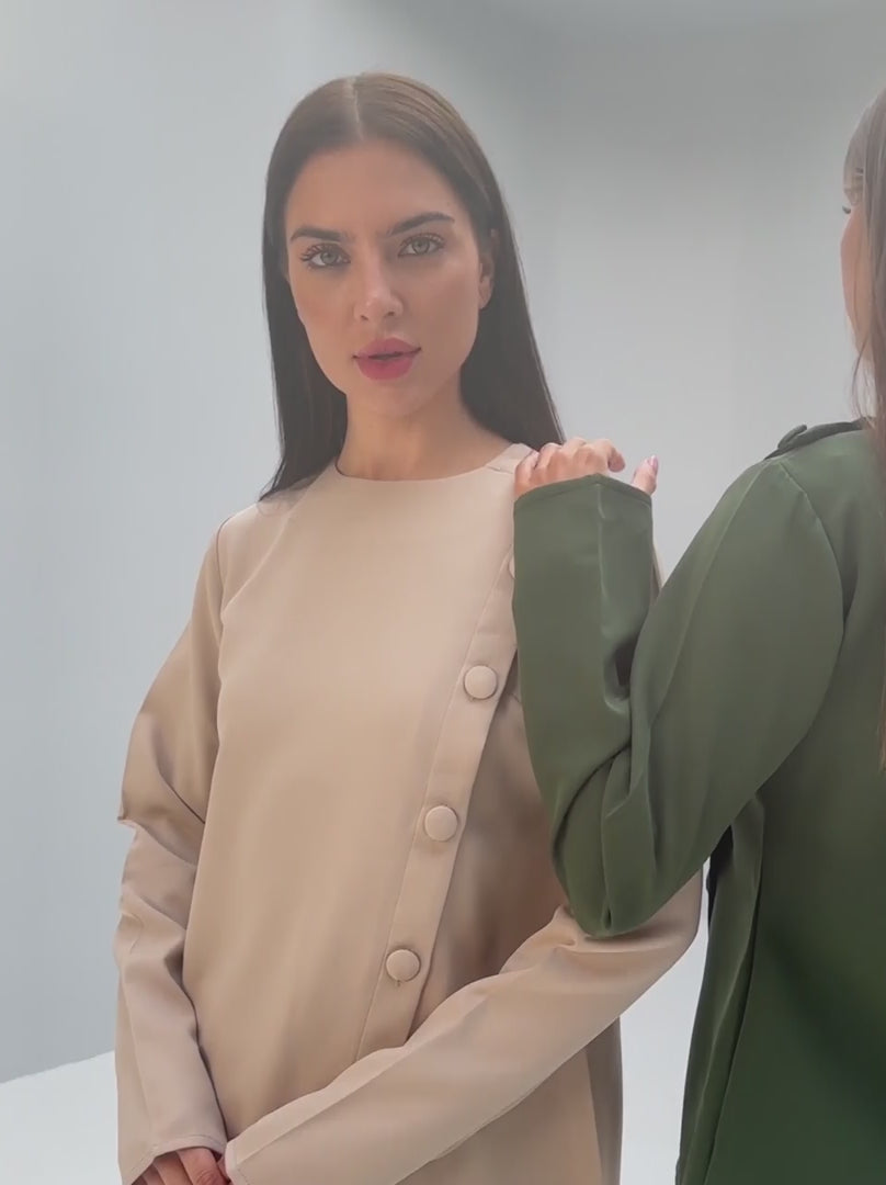 Buttoned Asymmetric Work Blouse
