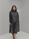 Faux Leather high neck blouse
