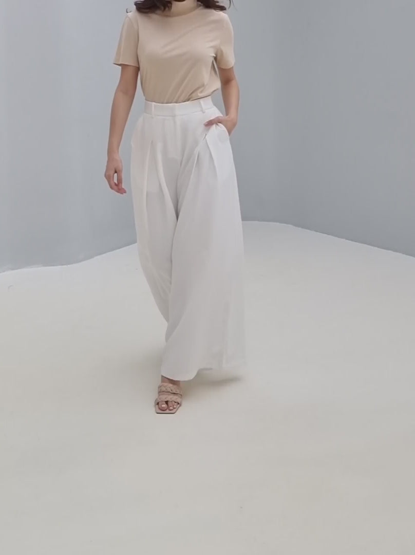 Wide-leg mid-waist tailored Trousers