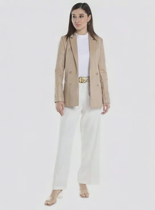 Straight cut Faux Leather Blazer