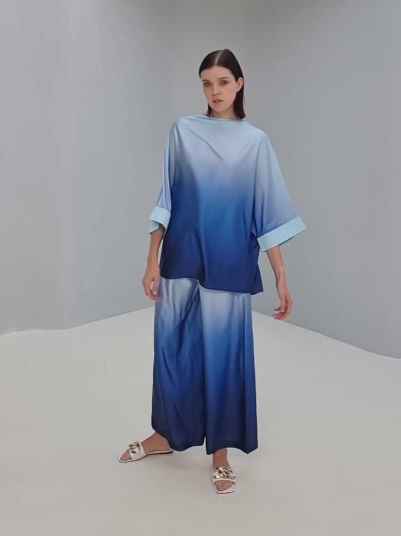 Oversized Ombre Satin Silk Top