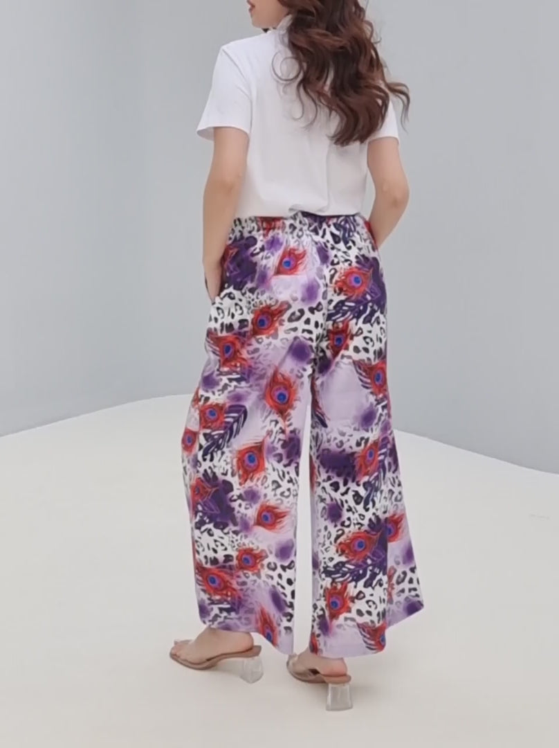 Flowing wide-leg Printed Trousers