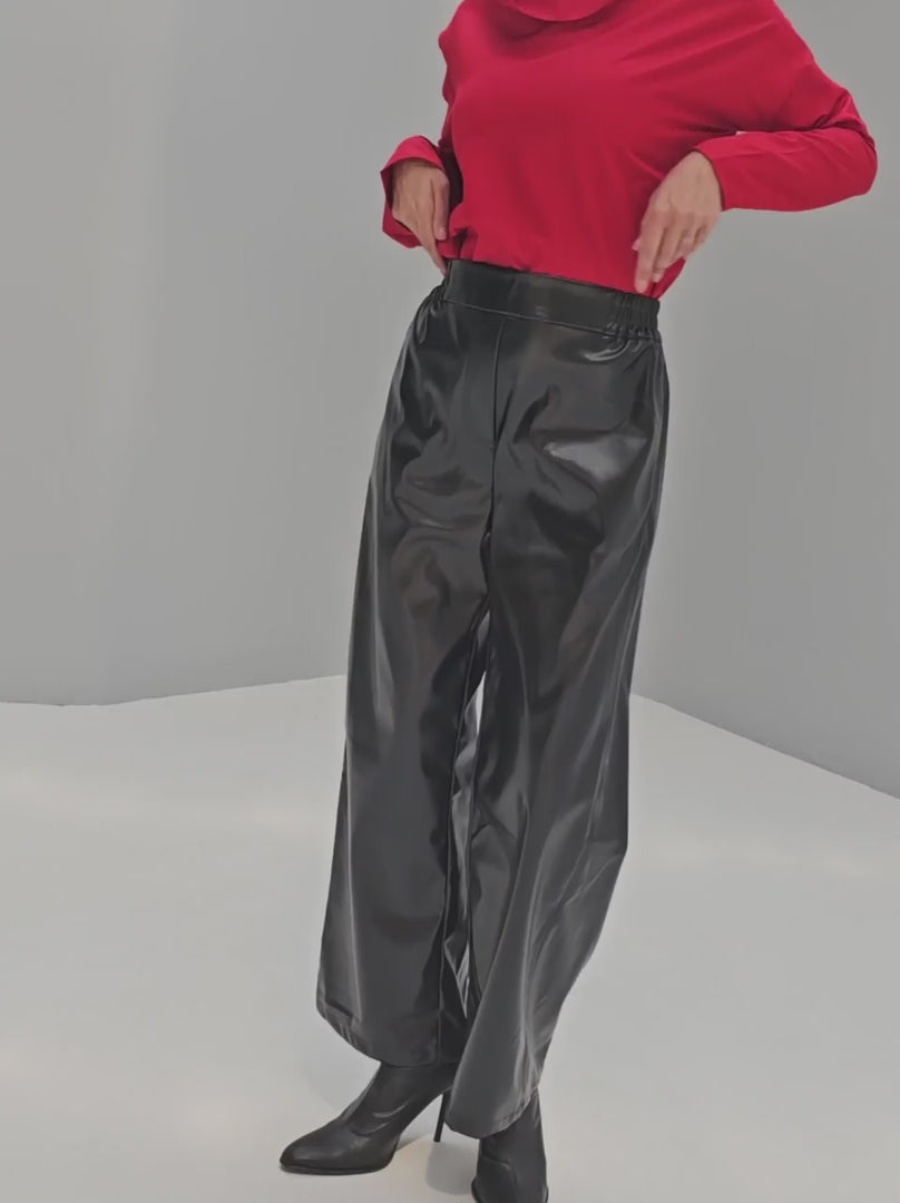 Wide leg Faux Leather trousers